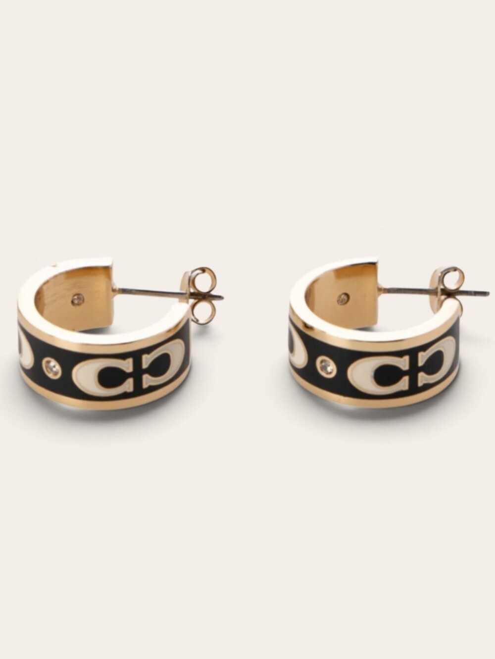Coach Signature Enamel Huggie Earrings